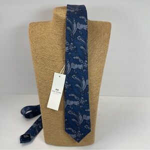 NWT John Henric Milano silk tie Made in Italy  slim navy gray floral